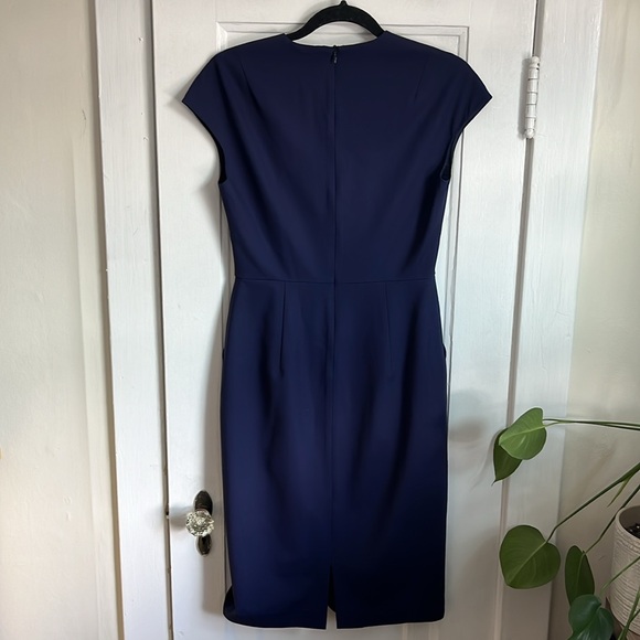 MM Lafleur Masha Wool Sheath Dress in Navy - Picture 8 of 11